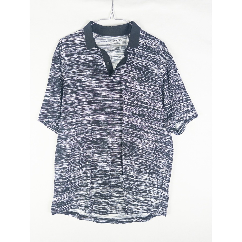 Under Armour Iso-Chill Golf Polo Mens L Black White Space Dye Performance Athlei